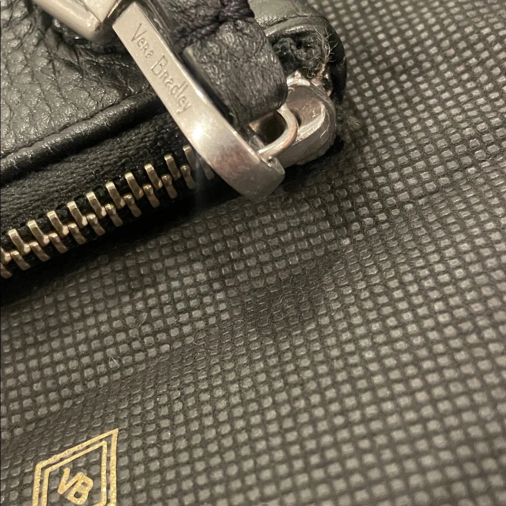 Vera Bradley Black and Blue Floral Leather Clutch Mallory Genuine Leather - Picture 7 of 12